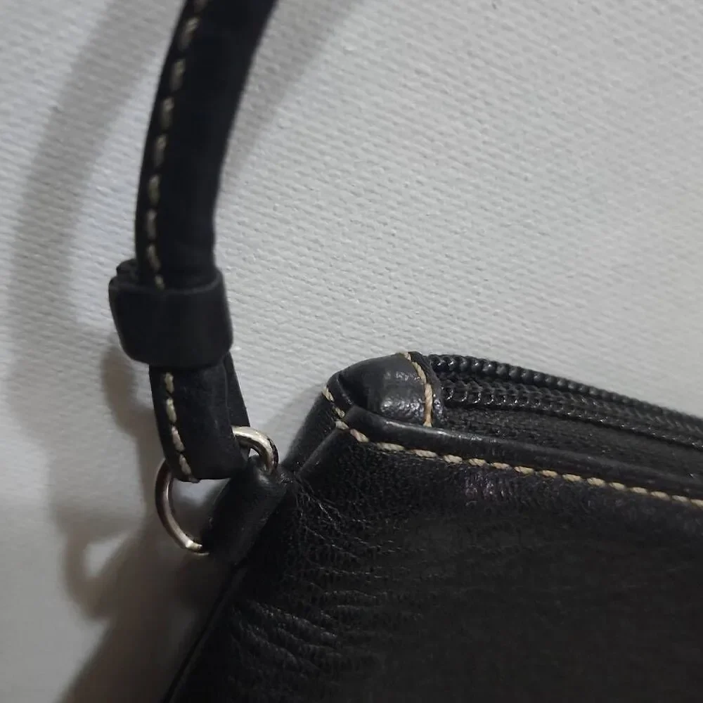 Coach black leather wristlet